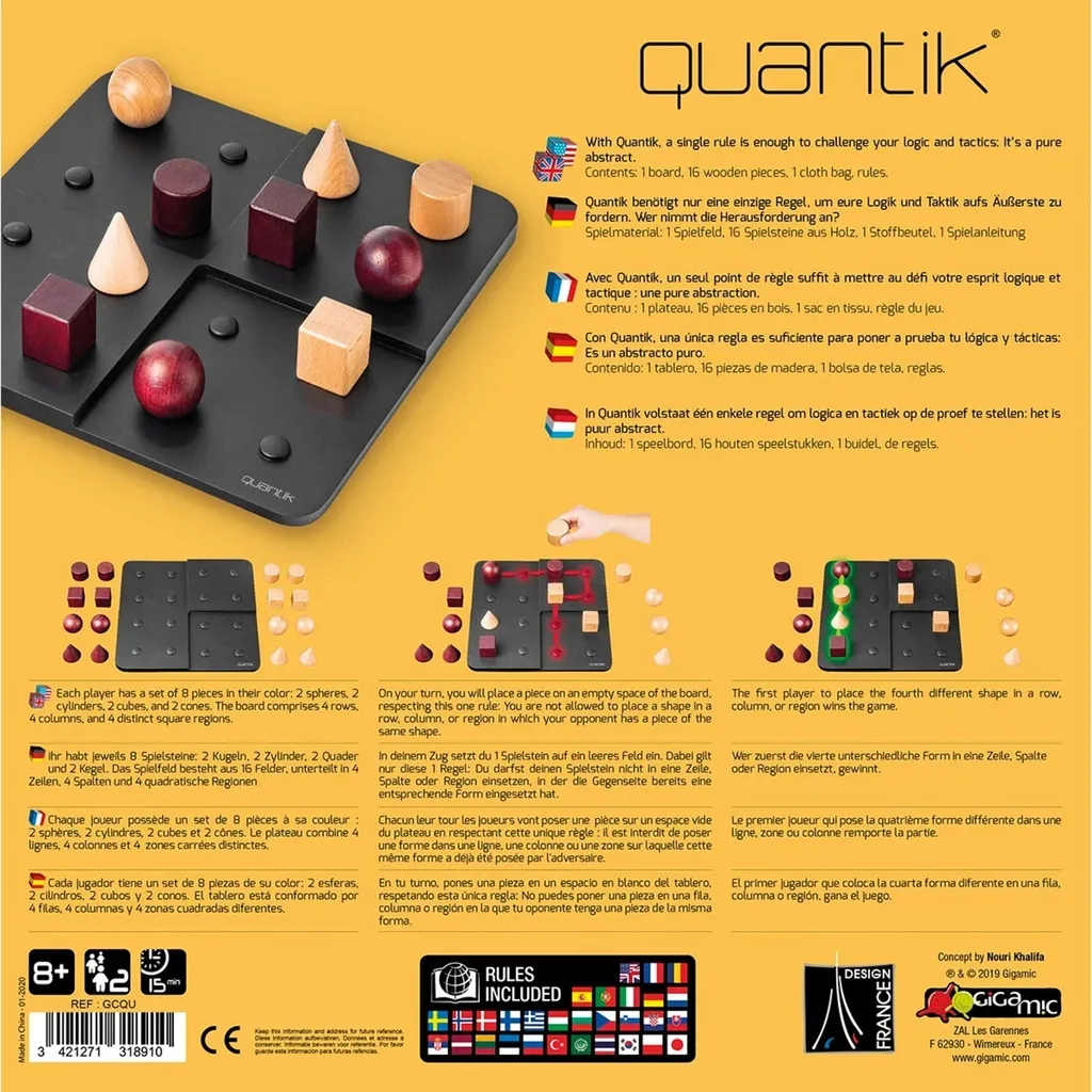 Asmodee Quantik : Jeu de Société de Stratégie Pure pour Duo de Chocs
