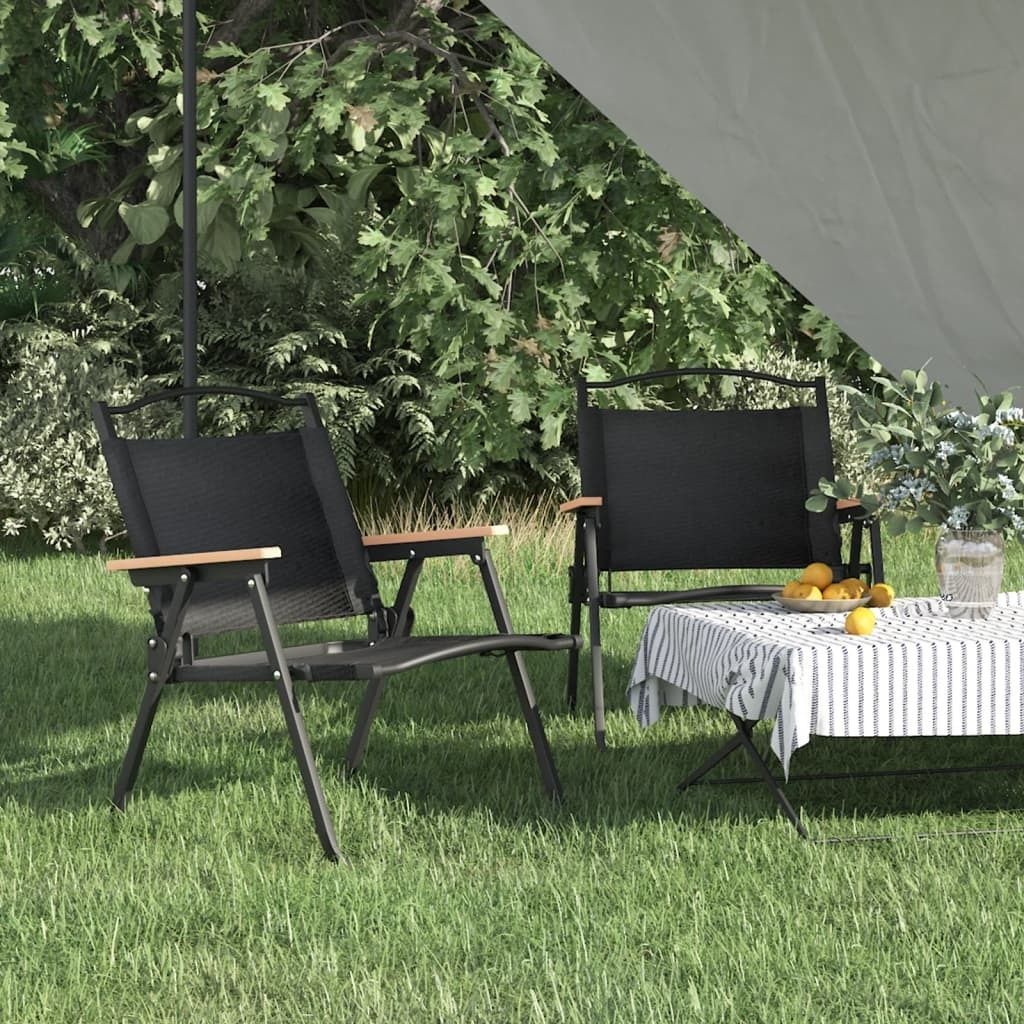 "im Angebot" Campingstühle 2 Stk. - bis 150 kg - Schwarz 54x43x59 cm Oxford-Gewebe - Stapelsessel CC8330