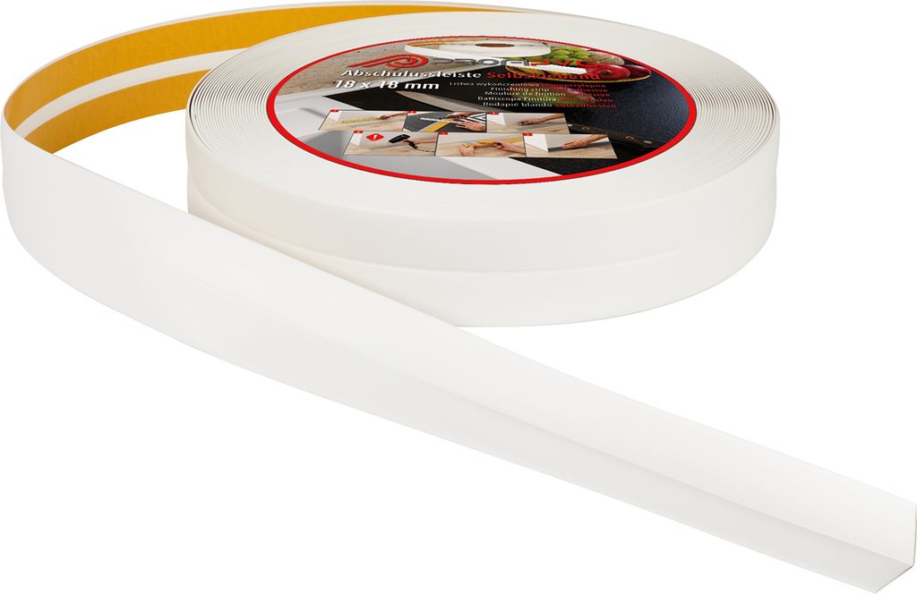 ProfiPVC Weichsockelleiste PVC 18x18mm 5 Meter selbstklebende Abschlussleiste Küche Badezimmer, Weiss