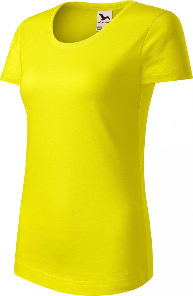 Damen T-Shirt aus Baumwolle, 100% GOTS-Baumwolle, unbedruckt, einfarbig, 160g/m2, Farbe zitronengelb, Größe XS