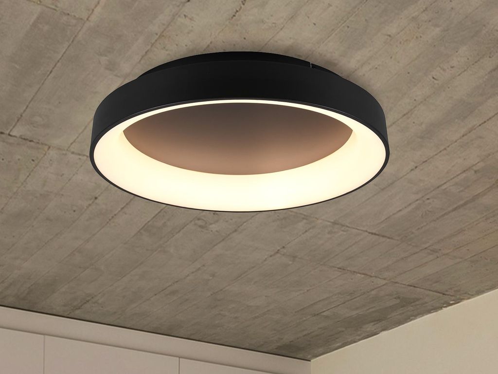 Große LED Deckenleuchte mit Fernbedienung & Dimmer Schwarz Ø 60cm Flurlampe