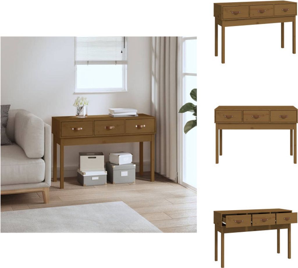 vidaXL Konsolentisch Honigbraun 114x40x75 cm Massivholz Kiefer - Beistelltische