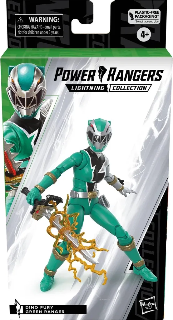 Dino Fury Green Ranger Figurine Lightning Collection avec tête interchangeable