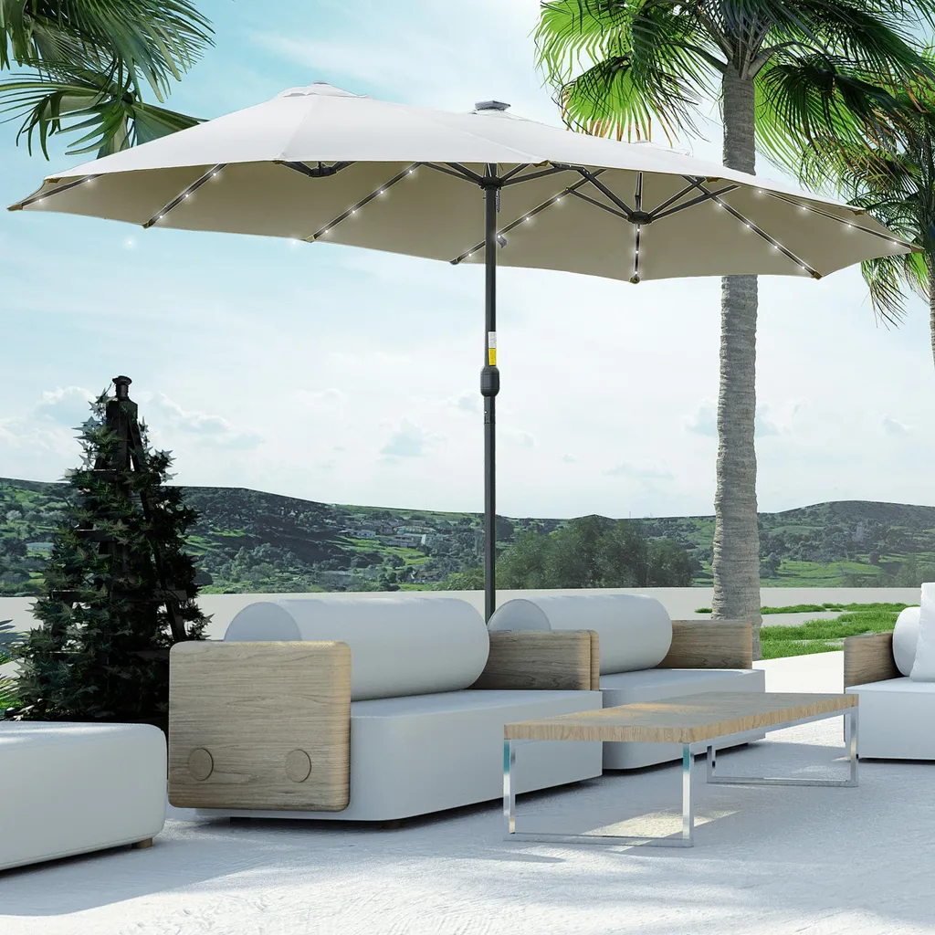 Parasol Double 4,5 m pour Réception et Grande Tablée Extérieure LED - 11