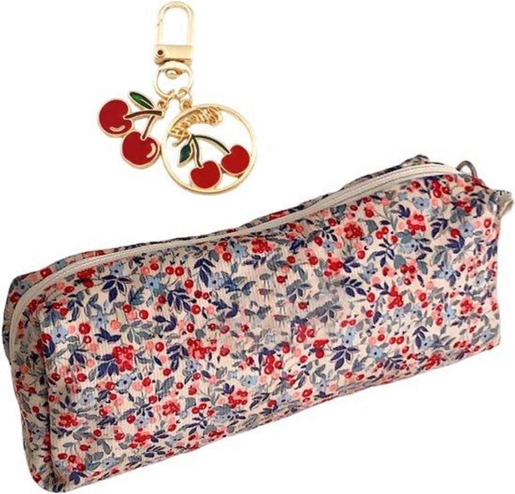 Make-up-Set mit Blumenbeutel und Haken mit Reißverschluss - Beige kleines Etui