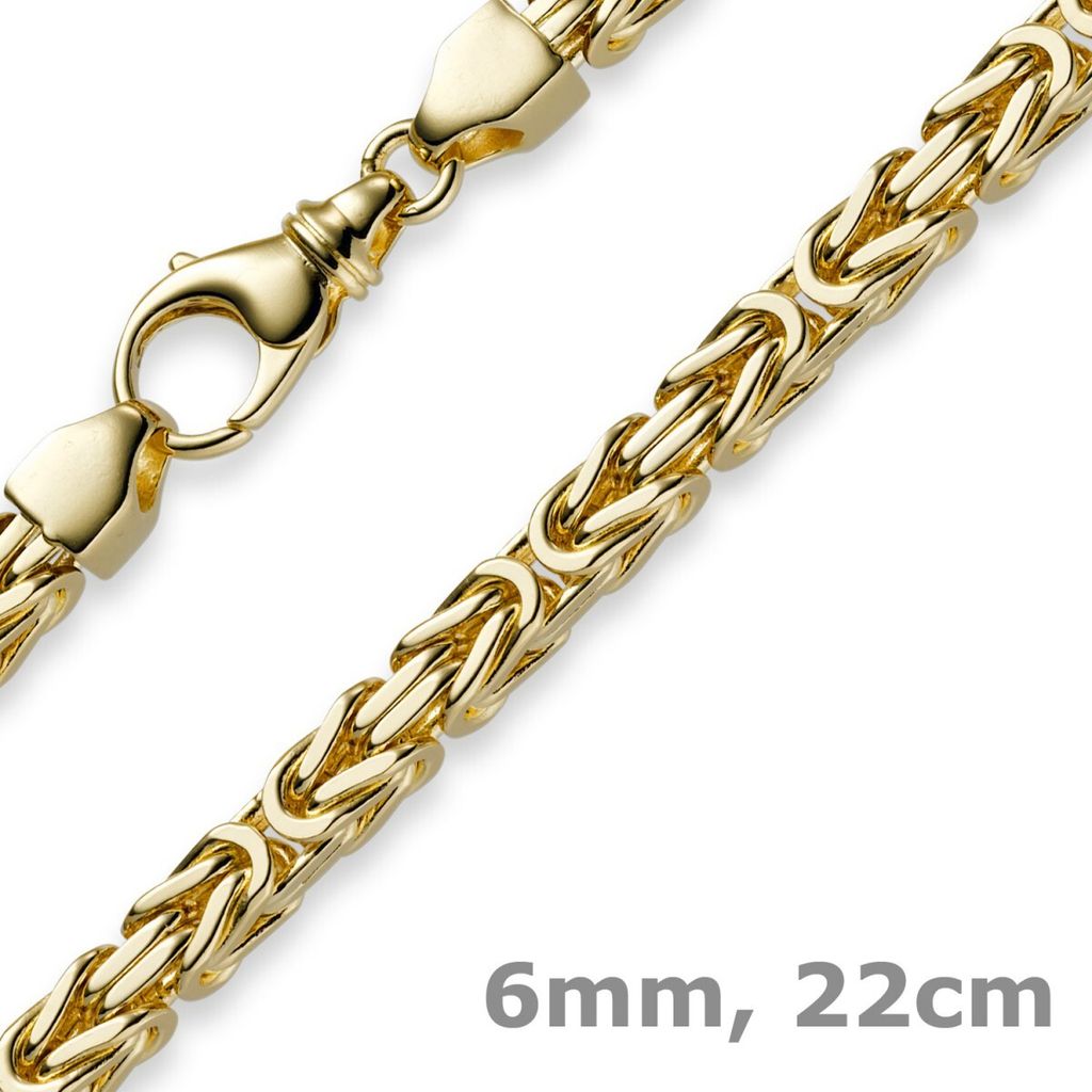 6mm Armband Armkette Königskette aus 585 Gold Gelbgold 22cm Herren