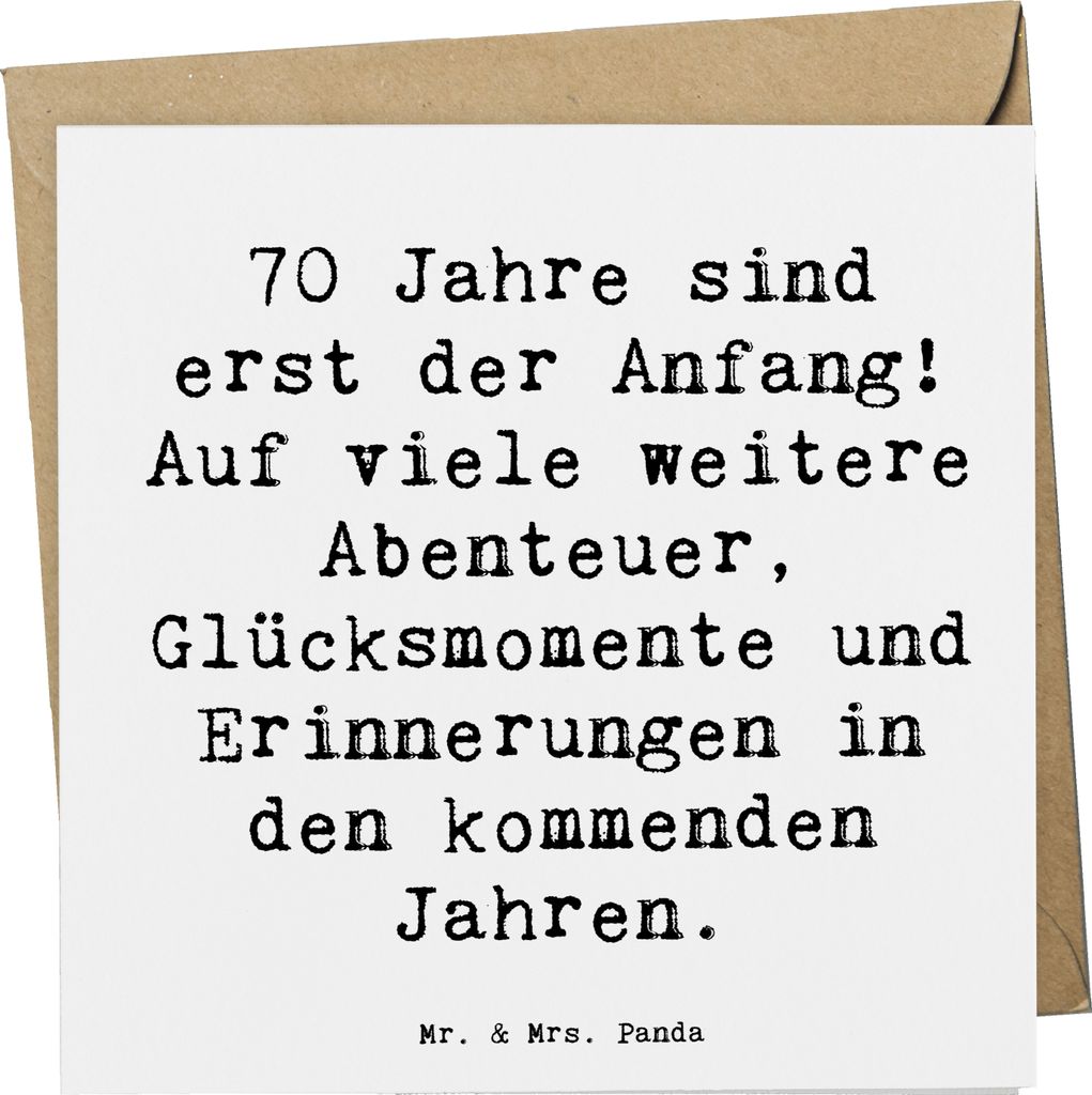 Mr. & Mrs. Panda Grußkarte Spruch 70. Geburtstag Beginn - Weiß - Geschenk, festlicher Anlass, Vorfreude, Klappkarte, Geburtstagsgeschenk, Dekorat...