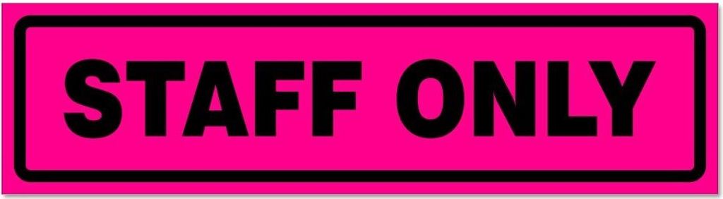 Kiwistar - Autoaufkleber - Pink - Schwarz - 45 x 12 cm - Staff only invertiert - Hinweis Aufkleber Sticker für Auto, Kfz, Fahrrad, PKW, LKW