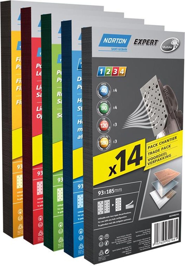 Norton Expert Schleifpapier 93x185mm K40 14er VE / Multi-Air
