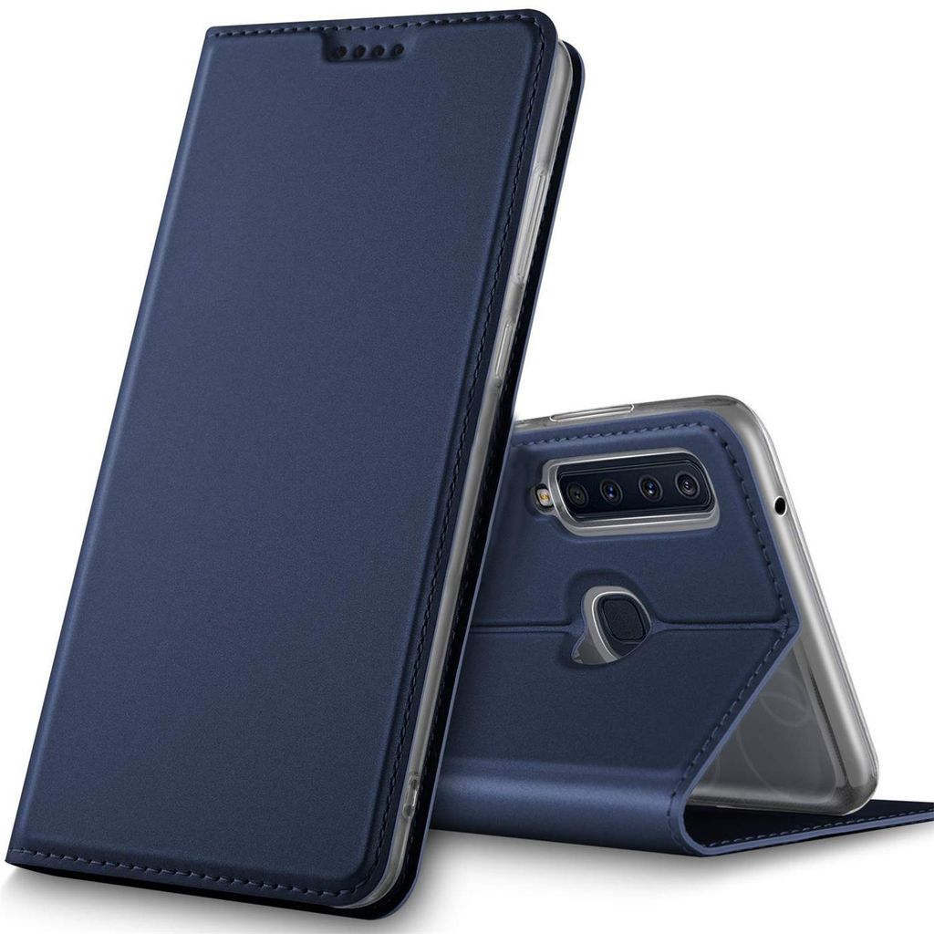Conie Ultra Slim Klapp Tasche für Samsung Galaxy A9 2018 Kartenfach Hülle Rundumschutz in Blau