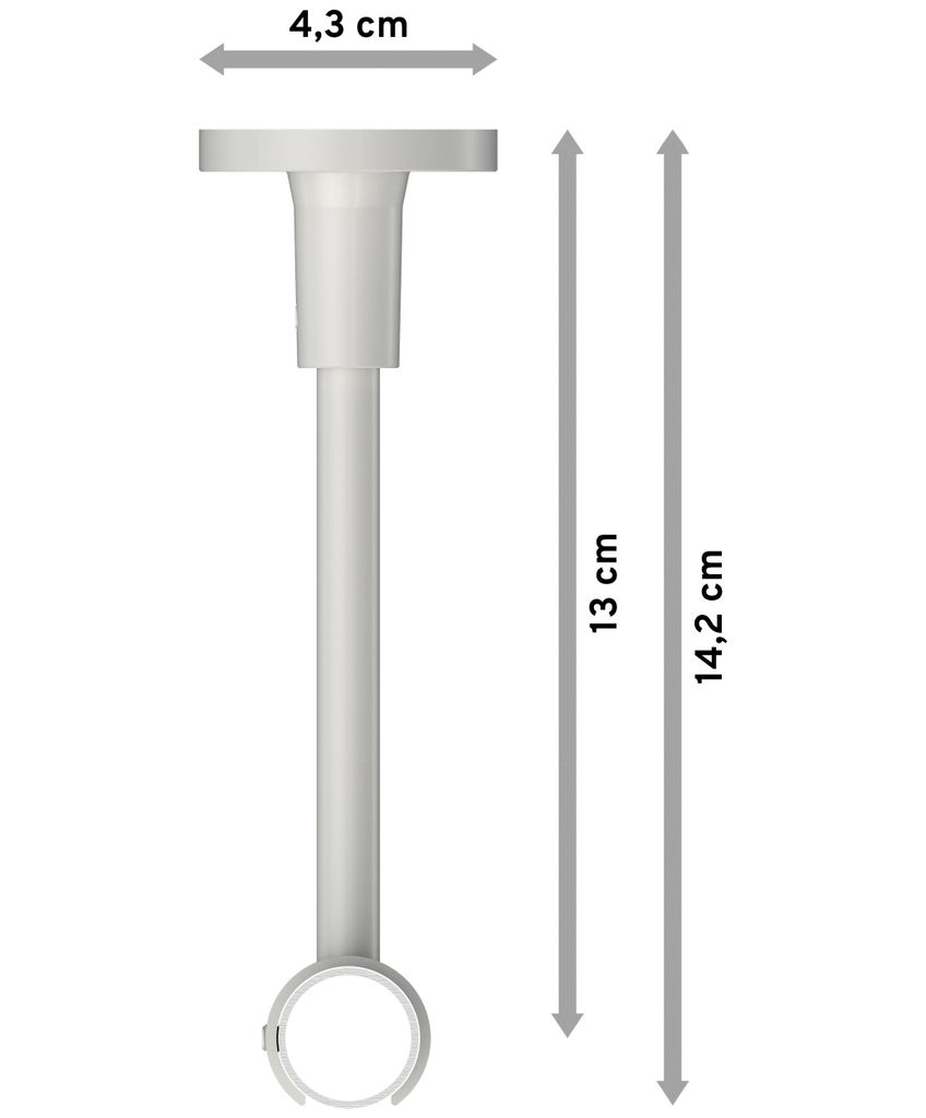 Interdeco Gardinenstange / Vorhangstange Silbergrau / Weiß, Typ Sonette Elanto (Rillenzylinder) ohne Ringe, Deckenmontage, 20 mm Ø 1-läufig, 260 cm
