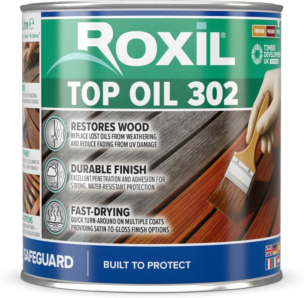 Roxil 302 Holzöl für den Außenbereich (1 L) - Schützt Holz Produktbild 