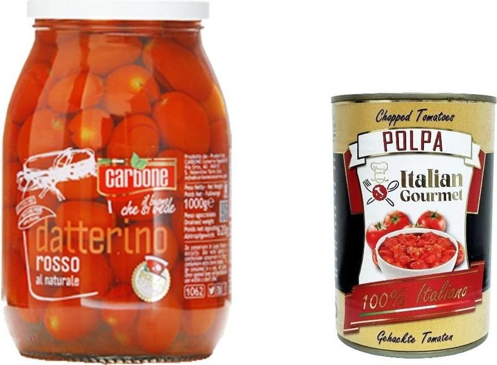 CARBONE – Datterino Rosso Naturale Naturrot Datterino 1KG.+ Italian Gourmet polpa 400g