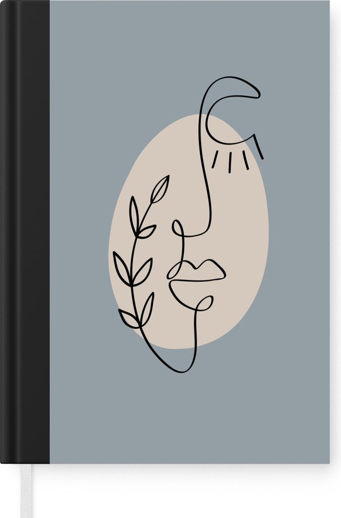 MuchoWow Notizbuch Tagebuch Haushaltsbuch Notebook A5 Pastell - Gesicht - Pflanze - Notizblock - Notizheft - Notebook - Schreibblock - Papier