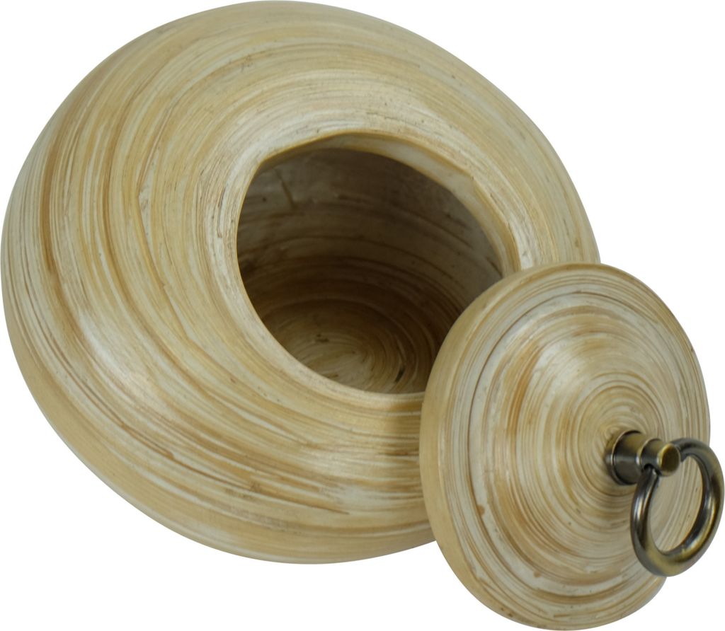 Fine Asianliving Storage Pot with Lid Bamboo 8 inch Hand Thailand White