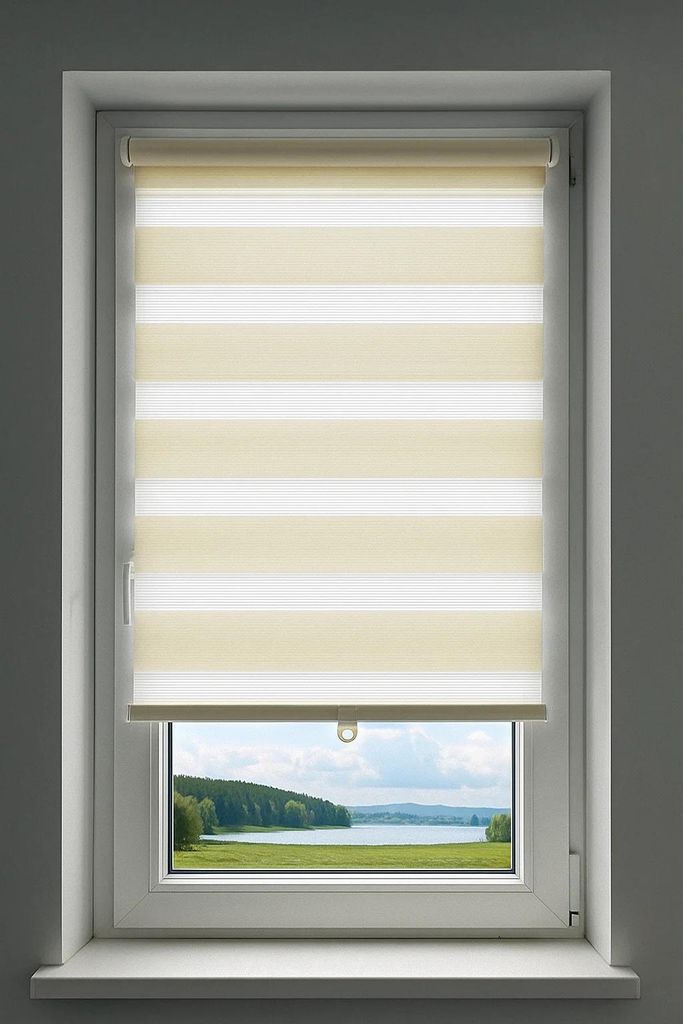 Doppelrollo Klemmfix Ohne Bohren Duo Rollo 60cm creme Zebrarollo
