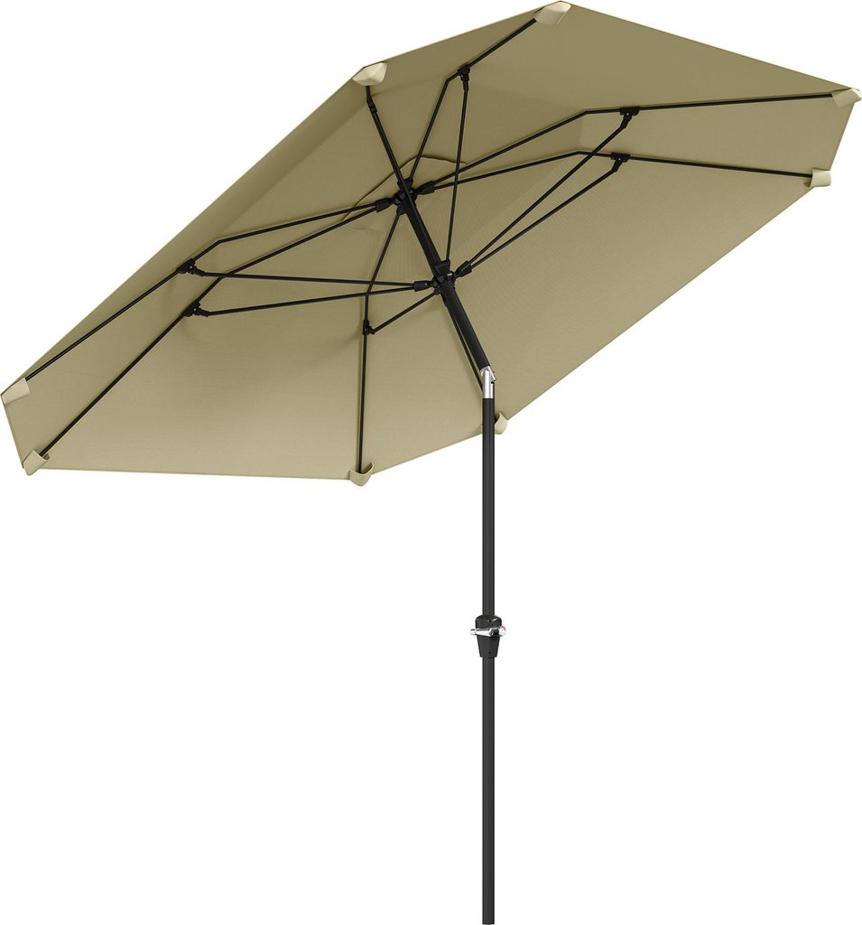 2,3 m Sonnenschirm ohne Basis, Verstellbarer Terrassenschirm mit Kurbel, Polyester, Aluminium, Fiberglas, Beige, 233,0x233,0x240,0 cm