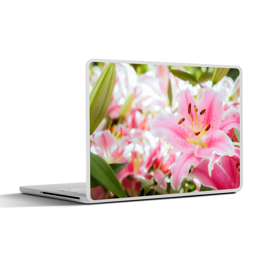 MuchoWow Laptop Aufkleber Sticker Cover Lilie - Blumen - Rosa 40x30 cm - Laptop Dekoration - Selbstklebend