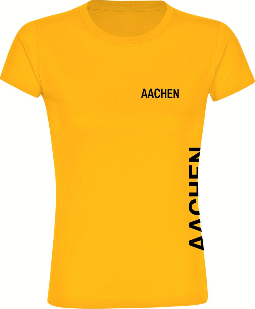 multifanshop Damen T-Shirt - Aachen - Brust & Seite, gelb, Größe XL