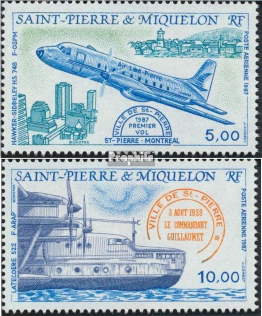 Briefmarken St. Pierre und Miquelon 1987 Mi 548-549 (kompl.Ausg.) postfrisch Flugzeuge