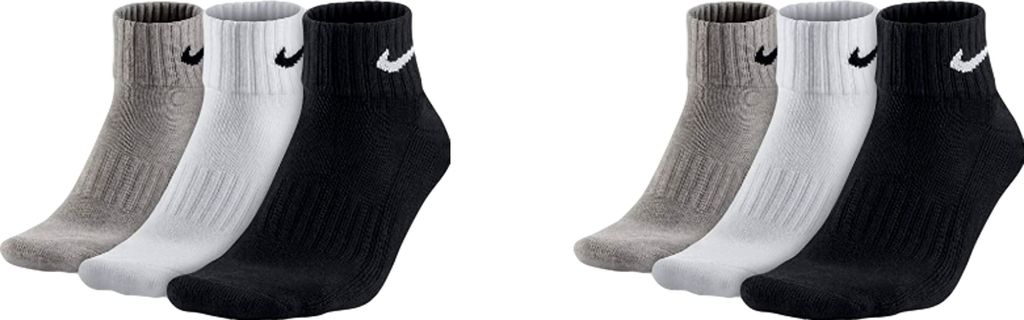 6 Paar Nike Herren Damen One Quater Socks Kurze Socke Knöchelhoch - Farbe: grau/weiß/schwarz - Größe: 34-38