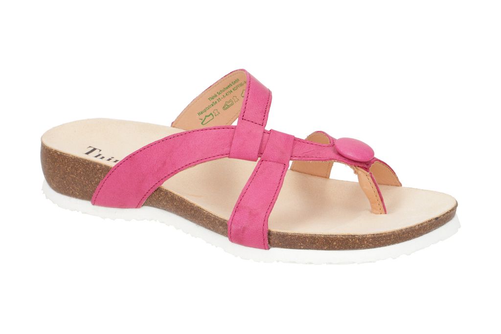 Think JULIA Damen Pantoletten - Zehentrenner Pantolette pink Freizeit NEU