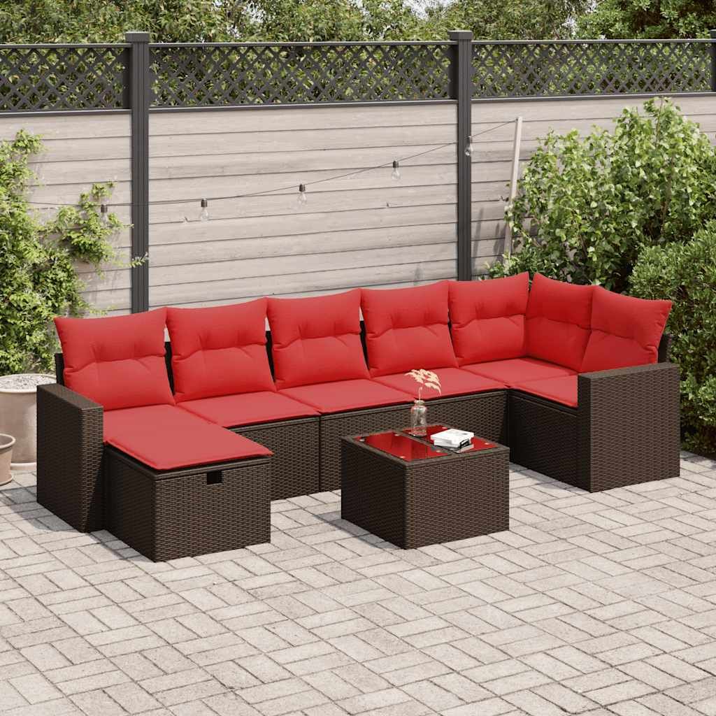 Maison Exclusive - 8-tlg. Garten-Sofagarnitur mit Kissen Braun Poly Rattan