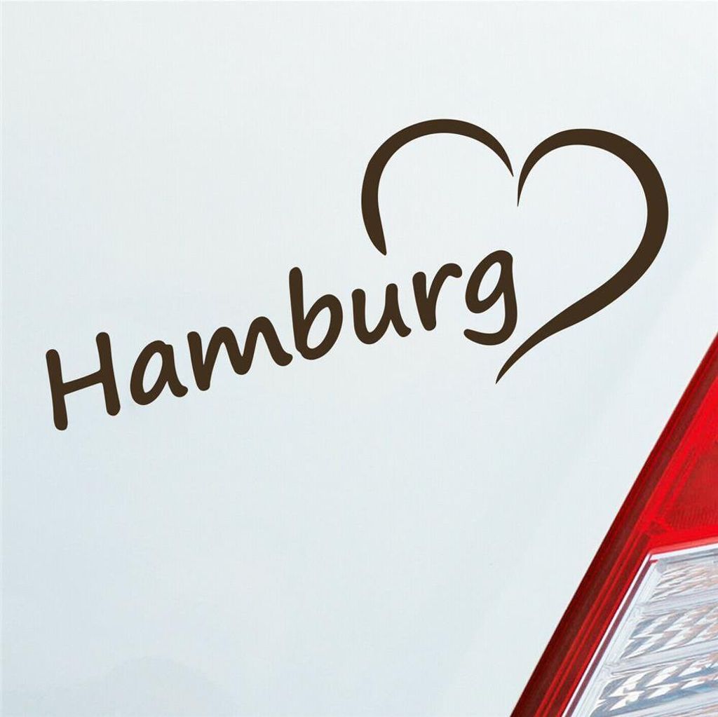 Auto Aufkleber Hamburg HH Herz Heart City Stadt Motorrad 19x8 cm Braun Sticker Heckscheibenaufkleber
