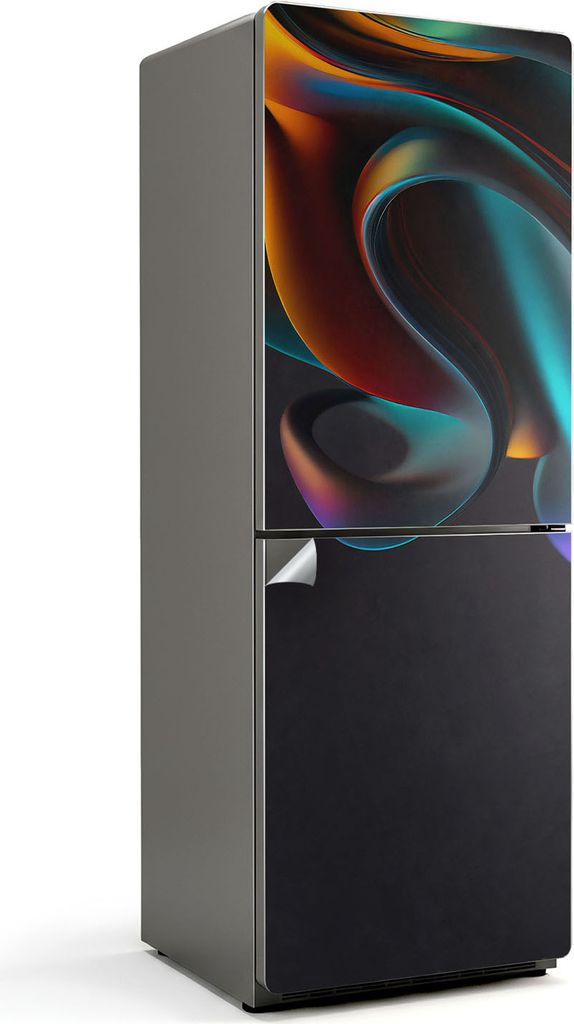 Abstraktes Farbmuster – Kühlschrank Aufkleber – Klebefolie Kühlschrank – Kühlschrank Nachbildung – Kühlschrankfolie selbstklebend – K...