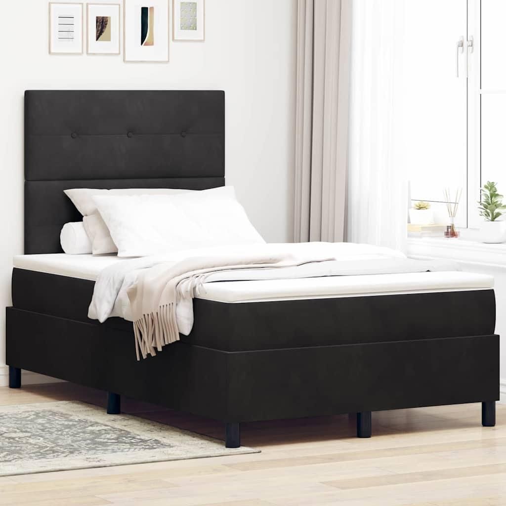 Maison Exclusive - LED Boxspringbett mit Matratze Schwarz 120 x 190 cm Samt