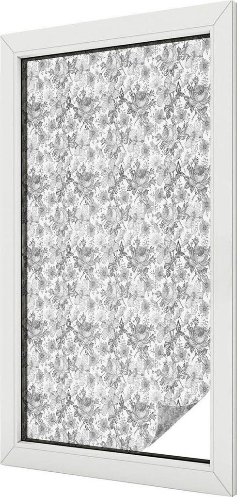 Buntglas Fensterfolie – 100x100 cm – Stained-Glass Design – blickdichte dekorative Sichtschutzfolie – selbstklebend, UV-Schutz – Florale ...