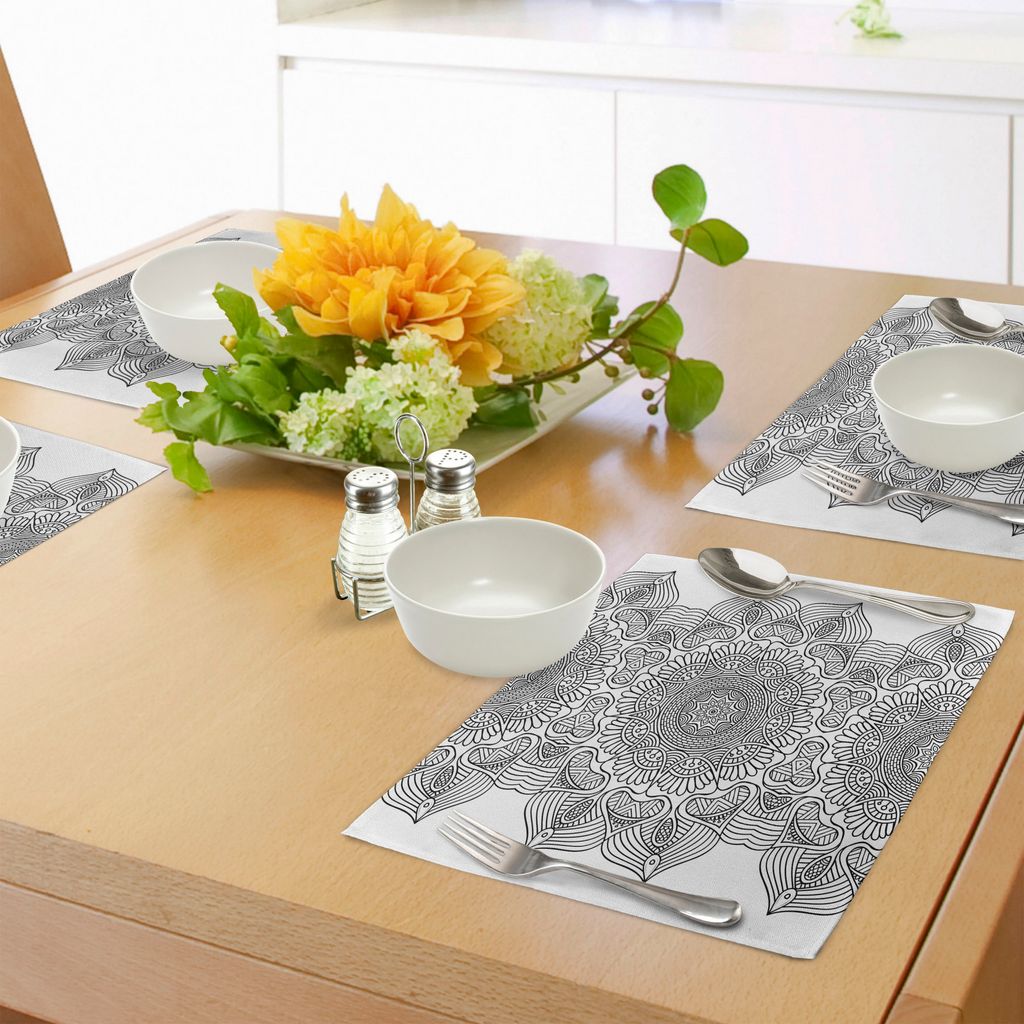 ABAKUHAUS Ethnisch Platzmatten, Asiatisches Volksmuster mit marokkanischen Arabesken-Effekten Nahost-Einflüsse Bild, Tiscjdeco aus Farbfesten Stof...