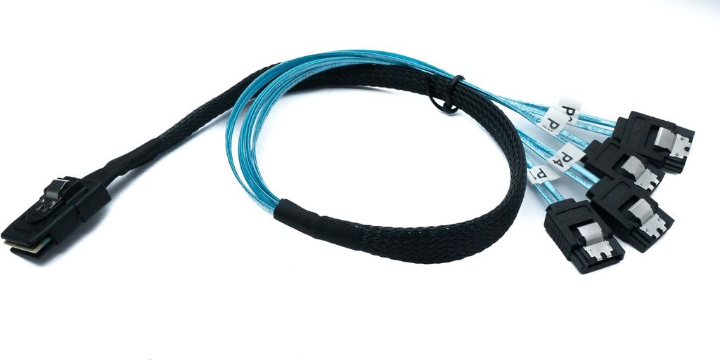 SYSTEM-S SFF-8087 Kabel 50 cm Mini SAS 36 Pin zu 4x SATA 7 Pin für RAID Festplatte Motherboard