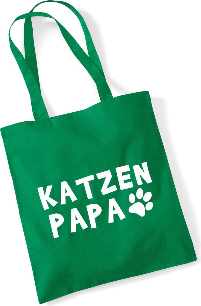 Huuraa Jutebeutel Katzenpapa Tapse 10 Liter Kelly Green Baumwolle Tasche Geschenkidee