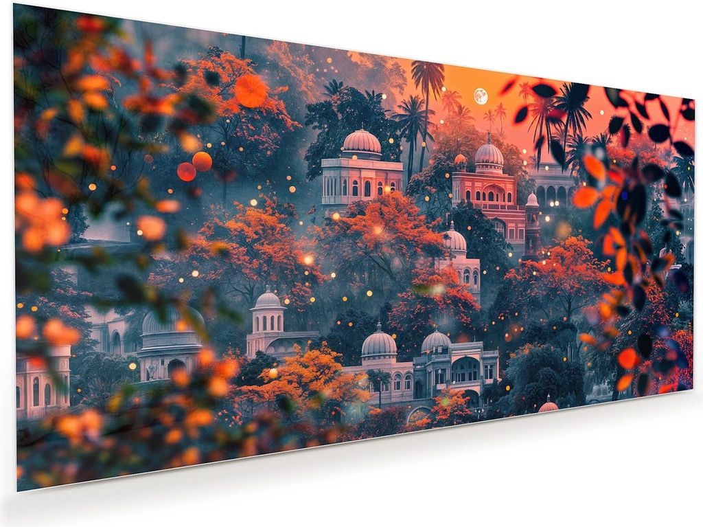 Glasbild 60x30cm in XXL für Wohnzimmer, Schlafzimmer Motiv Traumhafter Tempel