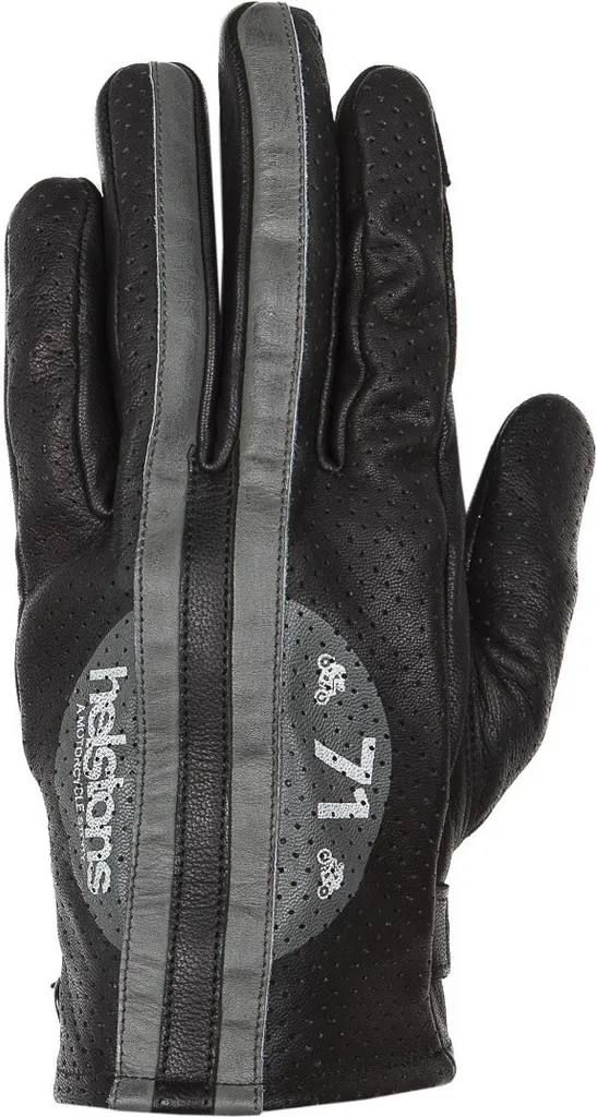 Gants de moto d'été Helstons Record Air en cuir de chèvre noir gris 12