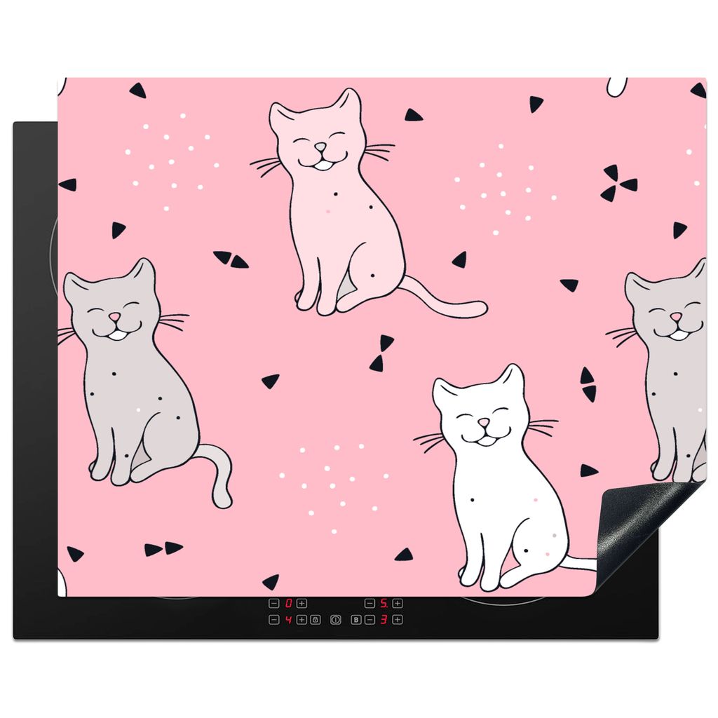KitchenYeah Herdabdeckplatte Katze - Haustiere - Mädchen - Design , 65x52cm, Küche Deko, Glaskeramikkochfeld Herdabdeckung, Abdeckplatte fùr K...