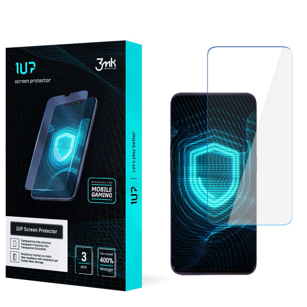 3mk Display Schutzfolie 1UP für Oppo Find X2 Pro transparent Gaming (3 Stück)