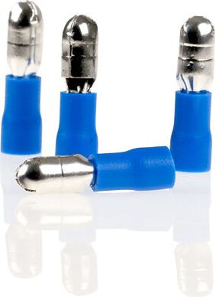 alca Rundstecker blau 4,0mm 10St. 1,5-2,5 mm² AWG 16-14 teilisoliert männlich Rundsteckhülsen Quetschkabelschuhe Steckverbinder