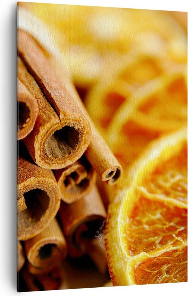 Bild auf Leinwand - Leinwandbild - Einteilig - Zimt Orange Haufen - 80x120cm - Wand Bild - Wanddeko - Wandbilder - Leinwanddruck - Wanddekoration -...