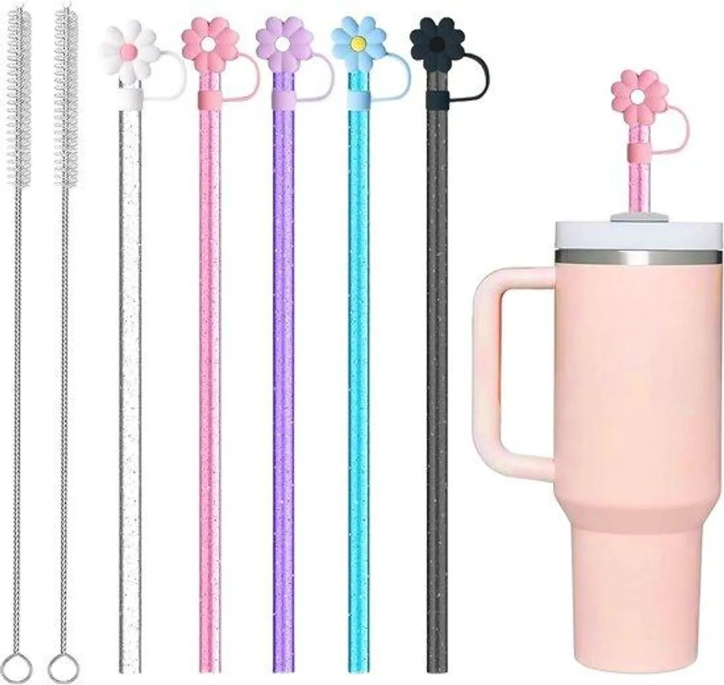 Pailles réutilisables de 31 cm pour Stanley Cup avec brosses - Lot de 6