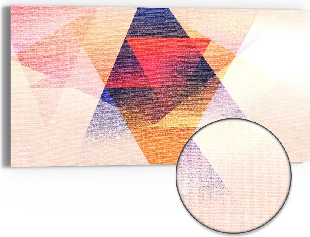 DEQORI Hybrid Leinwand Bild 60x30 cm 'Geometrie der Farben' Wandbild Glas flach modern