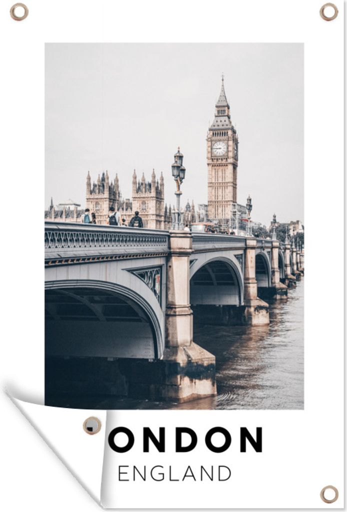 MuchoWow 80x120 cm Outdoor-Poster Gartendeko Sichtschutz Garten Poster für den Garten London - England - Brücke