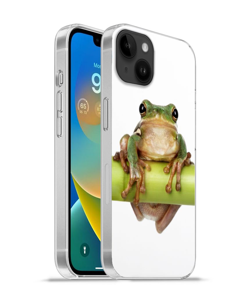 MuchoWow Handyhülle Schutzhülle Hülle für Apple iPhone 14 Plus - Soft case Frosch - Bambus - Weiß Silikon Softcase Handy Hülle - Abbildung
