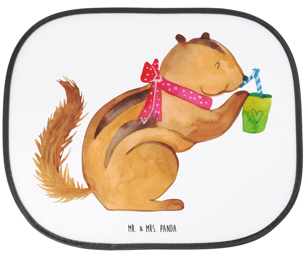 Mr. & Mrs. Panda Auto Sonnenschutz Eichhörnchen Smoothie - Weiß - Geschenk, Diät, Sonnenblende, Abnehmen, Autoscheiben, Streifenhörnchen, Lusti...