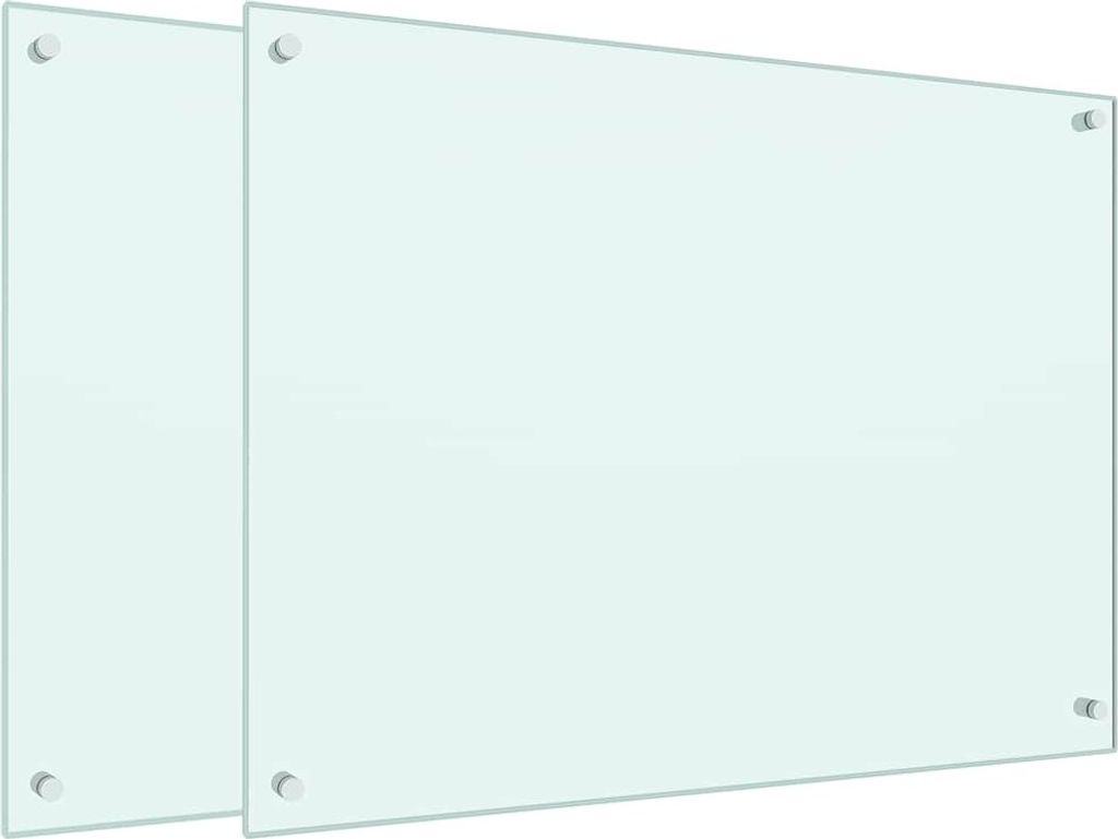 vidaXL Küchenrückwände 2 Stk. Weiß 80x60 cm Hartglas