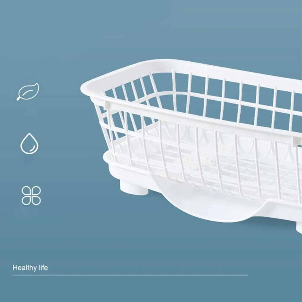 Égouttoir à vaisselle blanc avec base détachable en plastique solide