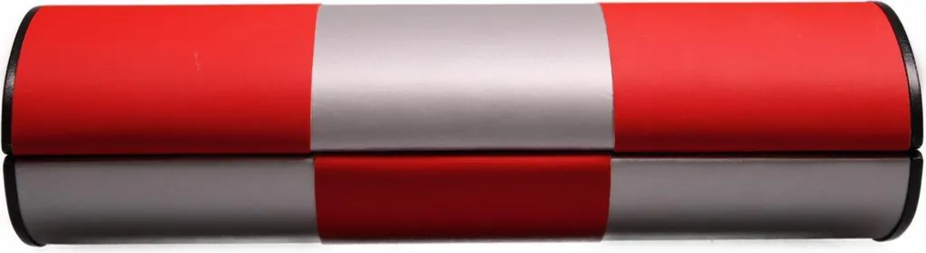 Porta Occhiali Rigido Logic Grande Argento e Rosso | Design Esclusivo