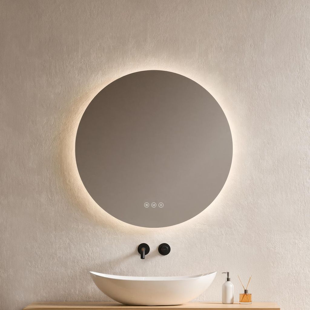 EMKE Lustro łazienkowe LED okrągłe 70 cm z powłoką Zdjęcie produktu 