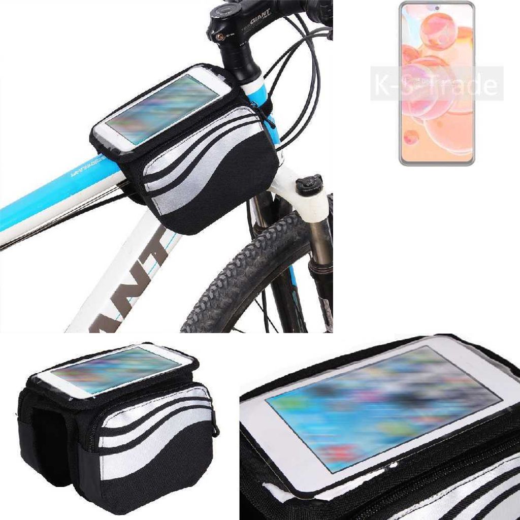 K-S-Trade Rahmentasche Fahrrad-Halterung kompatibel mit ZTE Blade V40 Pro Rahmenhalterung Fahrrad Handyhalterung Fahrradtasche Handy Smartphone